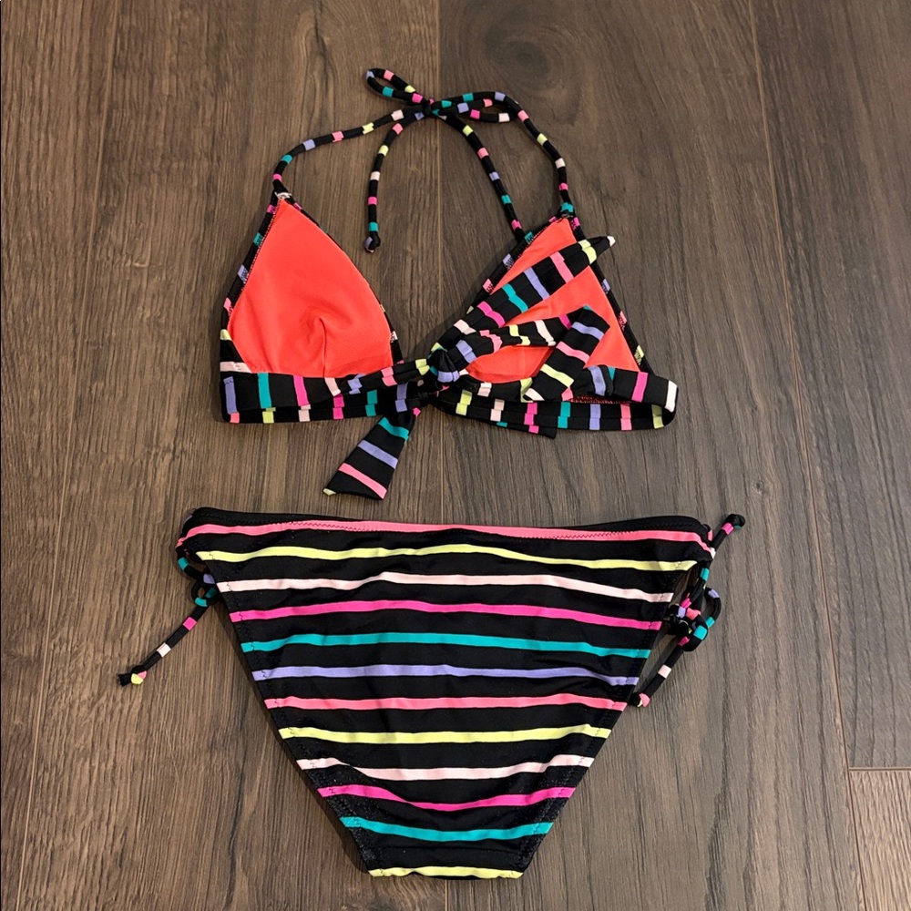 Victoria's Secret multi color neon triangle top bikini full coverage bottom- S/P - Picture 7 of 8